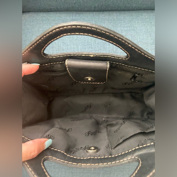 Vintage Fossil Black Leather Top Handles & Crossbody/Shoulder Purse Bag - Picture 11 of 16